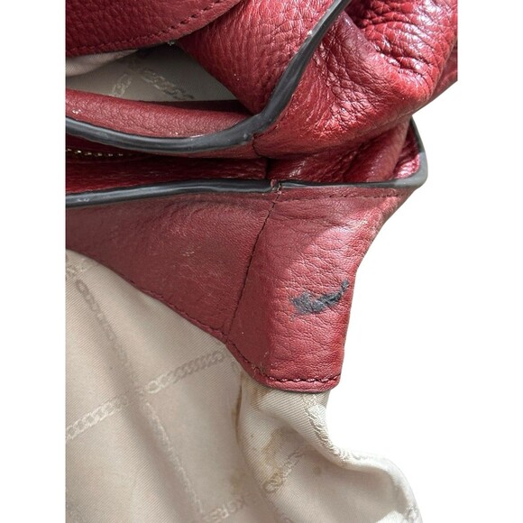 Michael Kors Fulton Pebble Leather Chain Bag Tote Purse Mahogany Red Burgundy - Picture 8 of 16